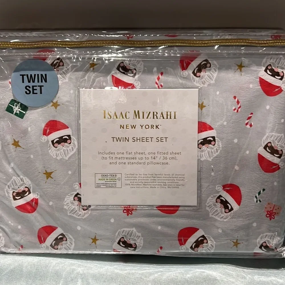 Isaac Mizrahi‎ Christmas Santa Clause Twin Sheet Set